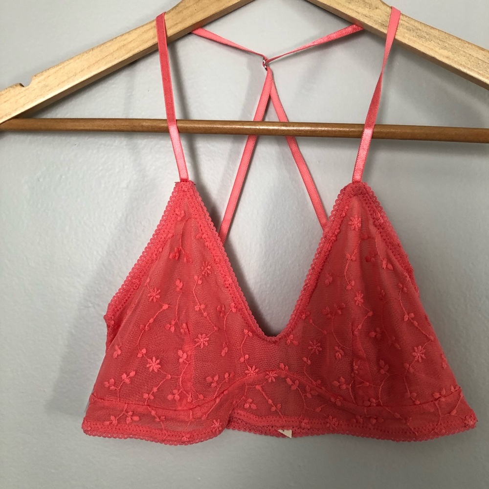 Sheer Embroidered Triangle Bra NWOT
